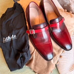 New Vintage Men's Red Leather Loafers